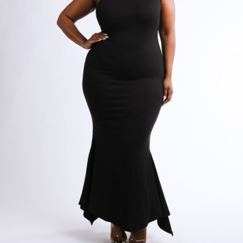 Sexy sleeveless ribbed shark bite hem tank maxi - Picture 2 of 4